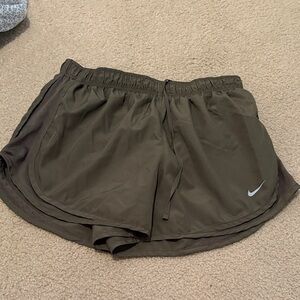 Nike Women's Olive Athletic Running Shorts with Swoosh